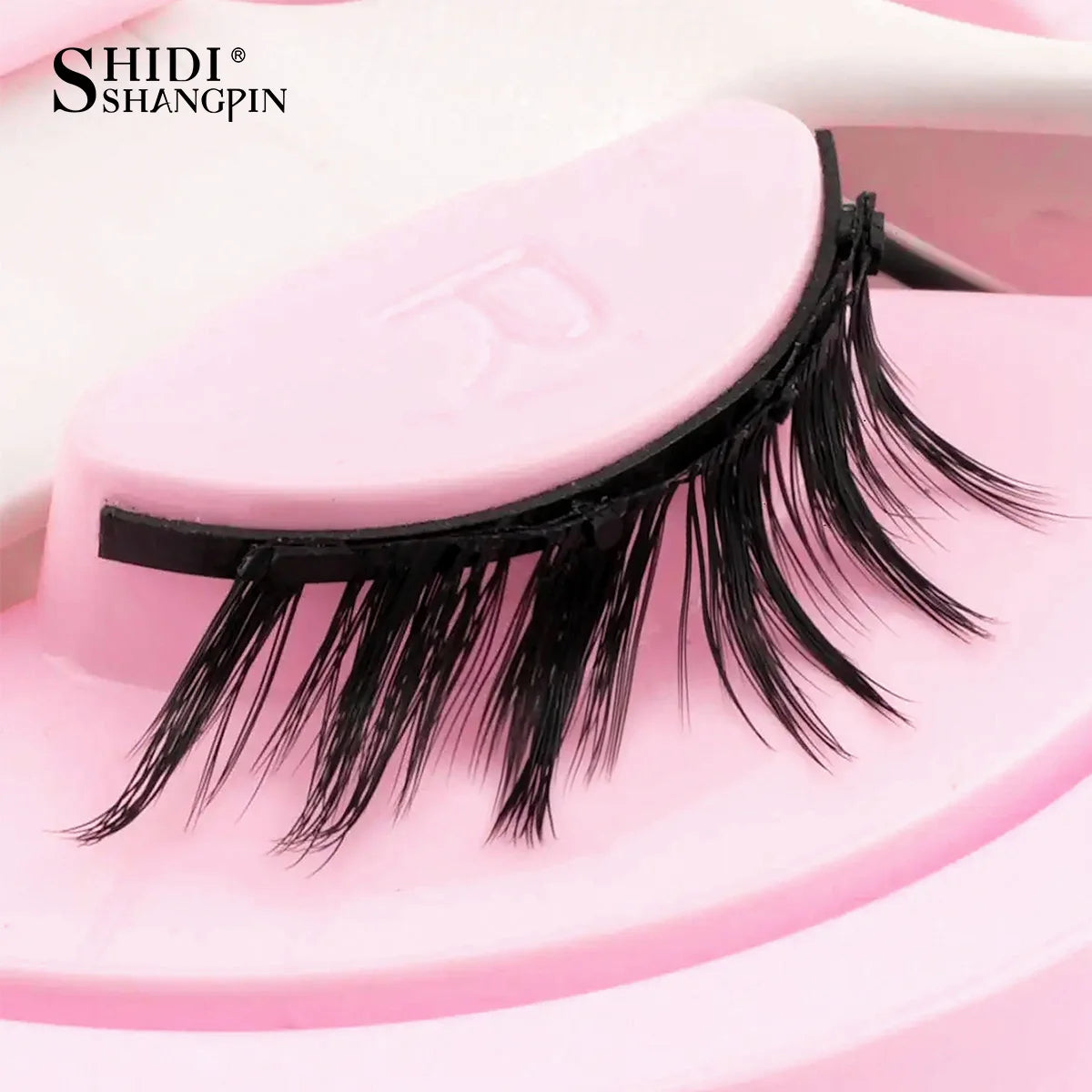 SHIDISHANGPIN 3D Magnetic False Eyelashes — Reusable, Glue-Free, Natural Long & Fluffy Look (1 Pair + Curler)