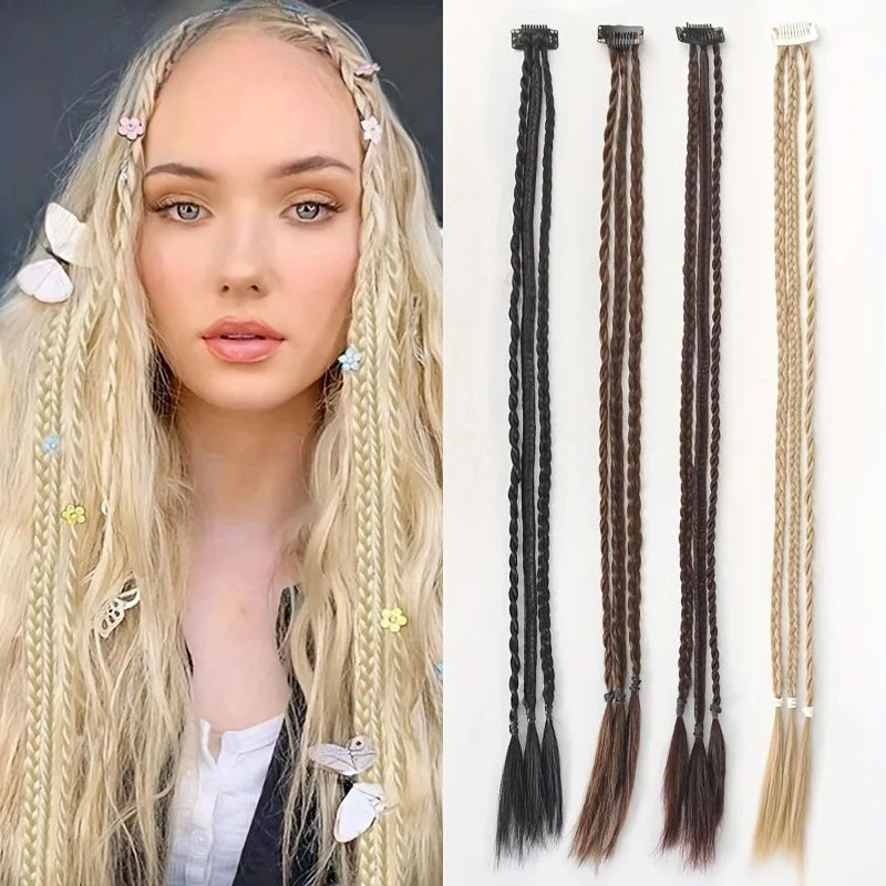Synthetic Wig Braids Boxing Braid Dreadlocks Clip In Hair Extension Black Blonde Dirty Braids Boxer Braid Hairpieces For Women