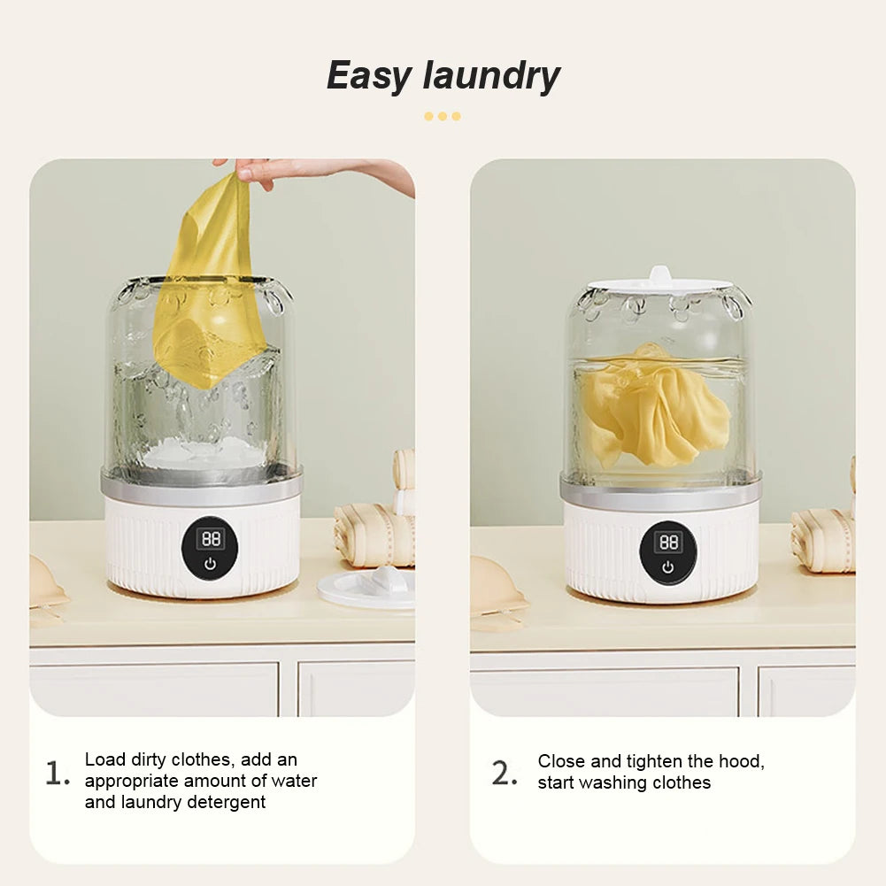Cordless Small Washing Machine with Laundry Cup Automatic Laundry Cup Rechargeable Mini Special Washer for Baby Clothes