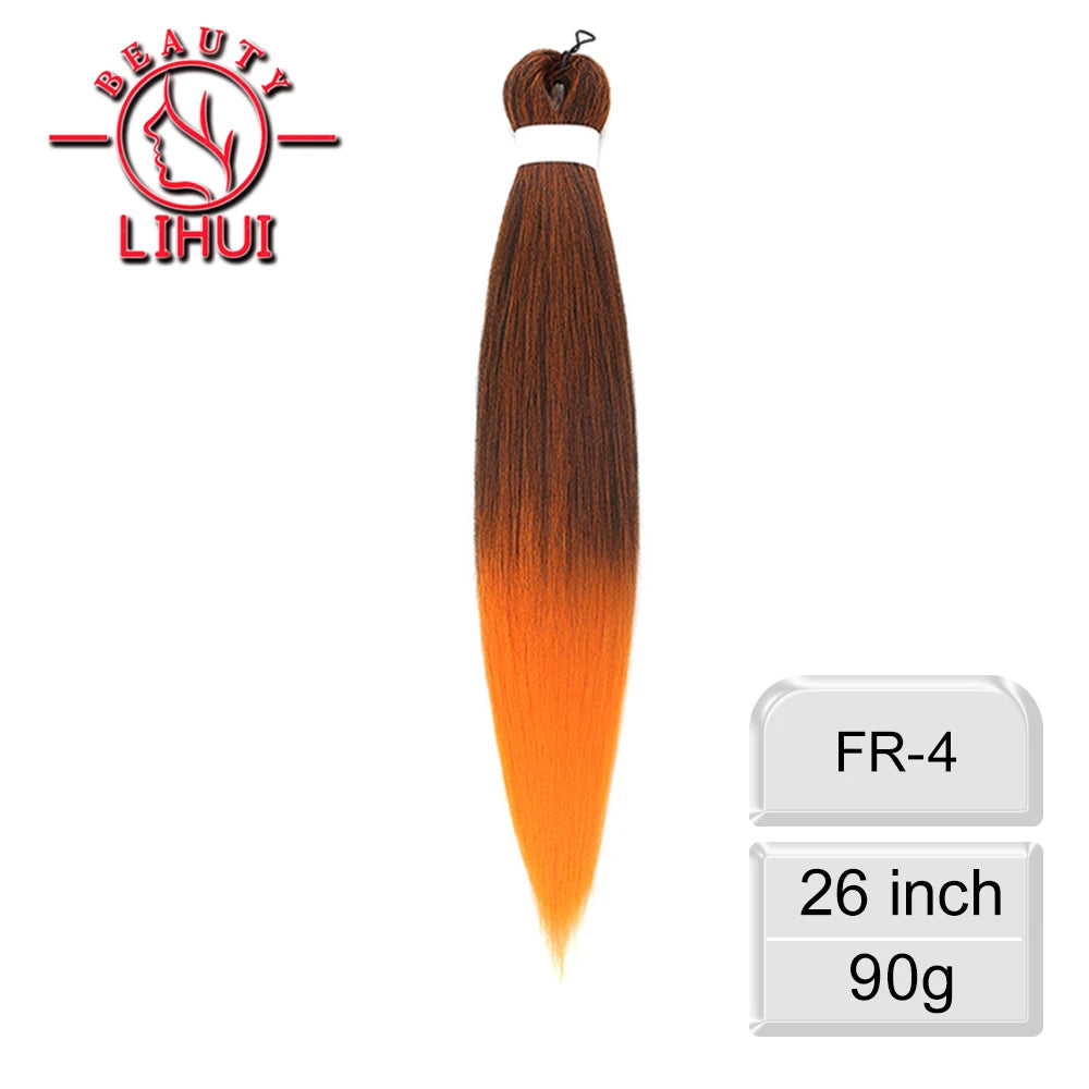 LIHUI Pre-Stretched Jumbo Braids — 26" 90 g Synthetic (Red/Pink, Frosted Colors)