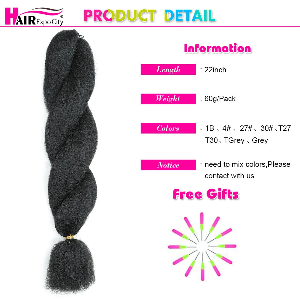Vixen kanekalon Braids Hair 22 inch Synthetic Jumbo Braids Low Temperature Afro Fluffy Kinky Straight Crochet Hair Extensions