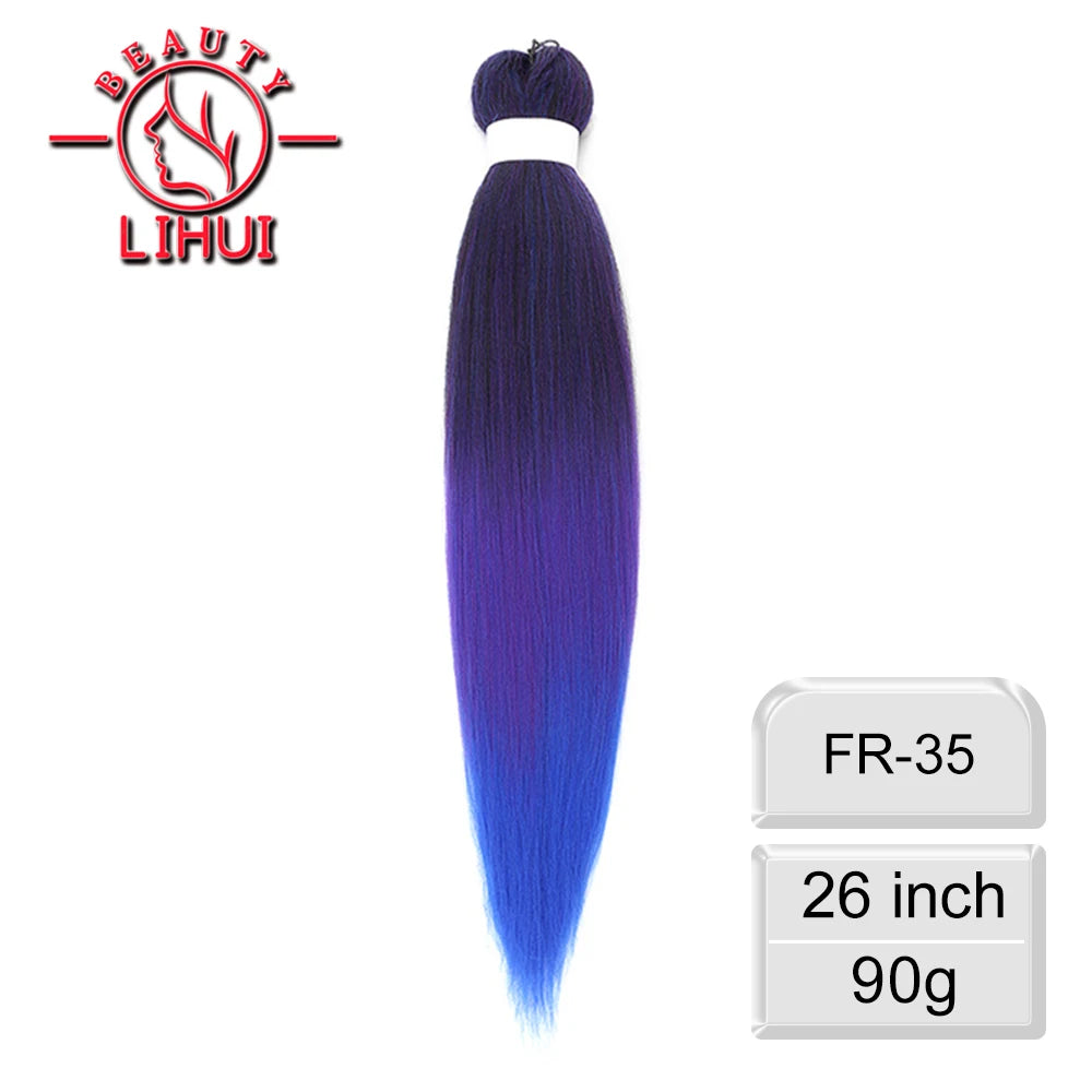 LIHUI Pre-Stretched Jumbo Braids — 26" 90 g Synthetic (Red/Pink, Frosted Colors)