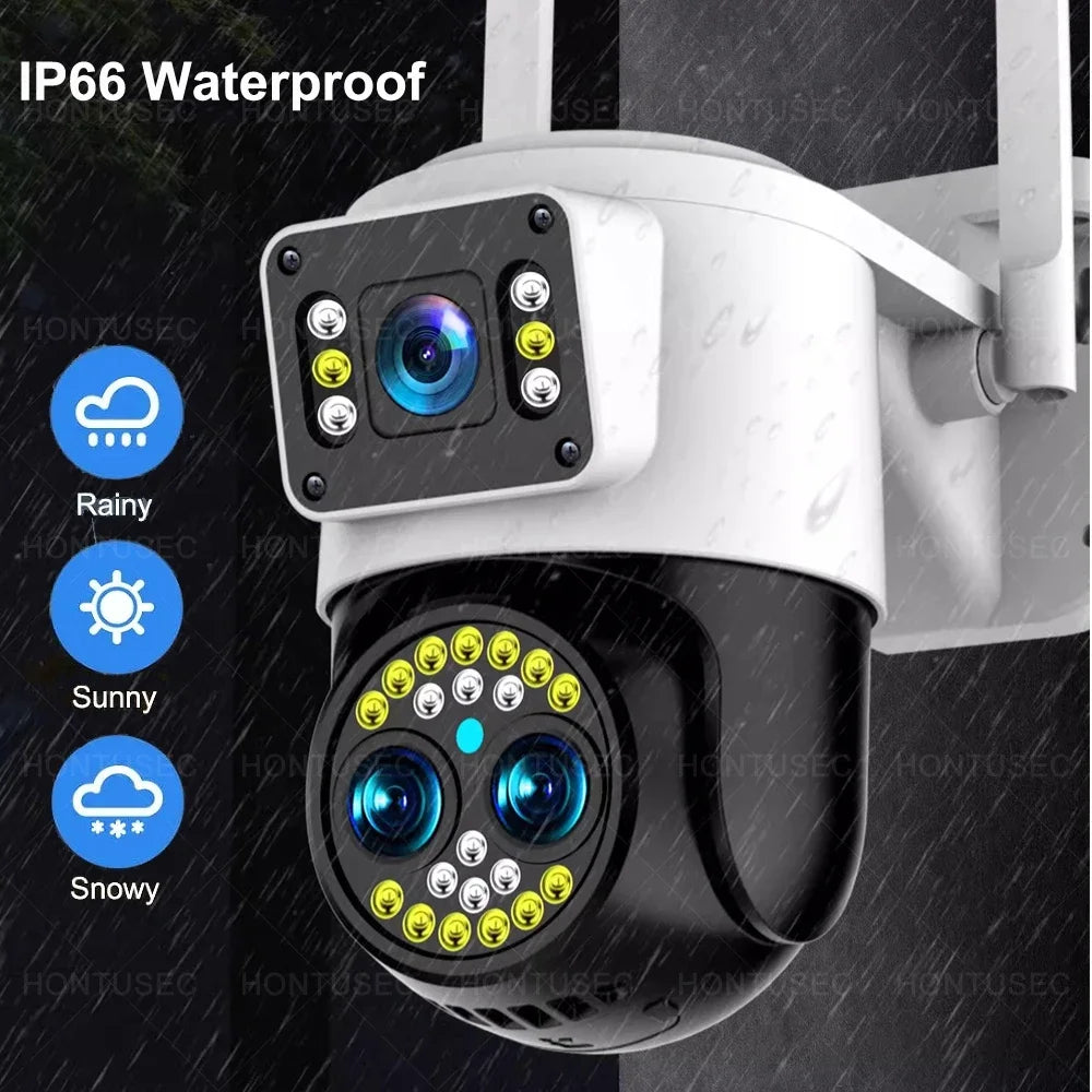 Yoosee 4K 8MP Three Lens Dual Screens 10X Optical Zoom Color Night Vision Auto Tracking Two Way Audio Surveillance Cameras