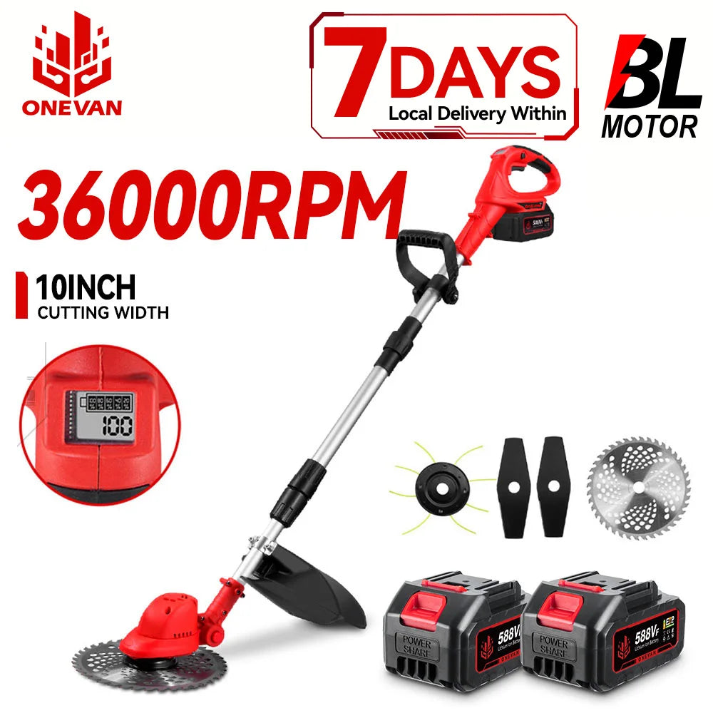 10" Cordless Brushless Grass Trimmer – Foldable Telescopic Handle