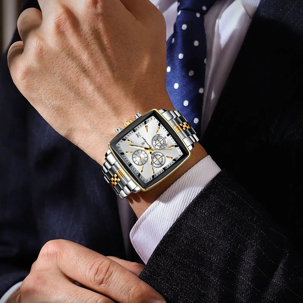 POEDAGAR Top Luxury Business Male Wristwatch Waterproof Luminous Stainless Steel Men Watch Chronograph Date Men's Quartz Watches