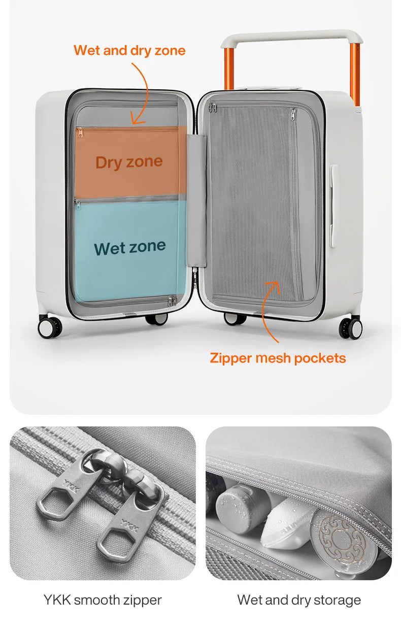 Mixi Large-Capacity Suitcase Trolley Case 26inch Checked in Hardside Rolling Wheels Luggage Wide Handle Travel Suitcases Trunk