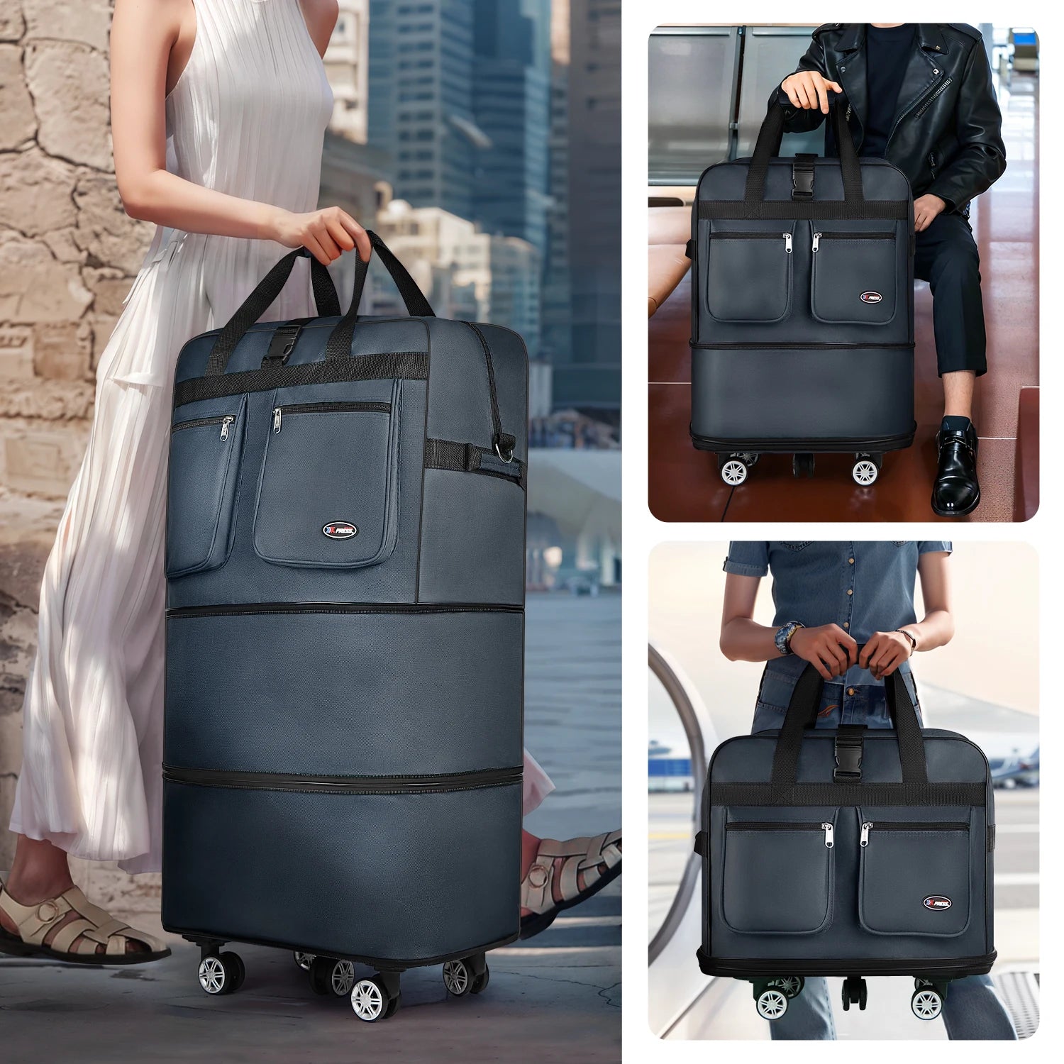 30/36/40 Inch Foldable Expandable Suitcase Bag Water-resistant Large Capacity Rolling Travel Luggage Bag For Moving Storage