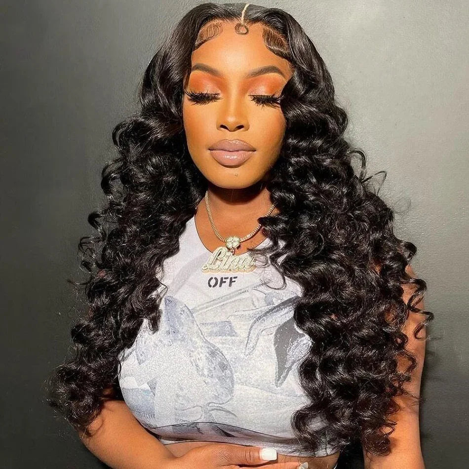 AMYTUD 30–40 Inch HD Lace Frontal Wig | Brazilian Loose Deep Wave Human Hair