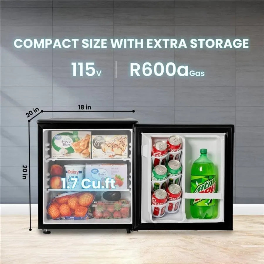 E-Star 1.7 Cu Ft Mini Fridge for Office Compact Black Small Refrigerator Without Freezer Automatic Defrost With Integrated Door