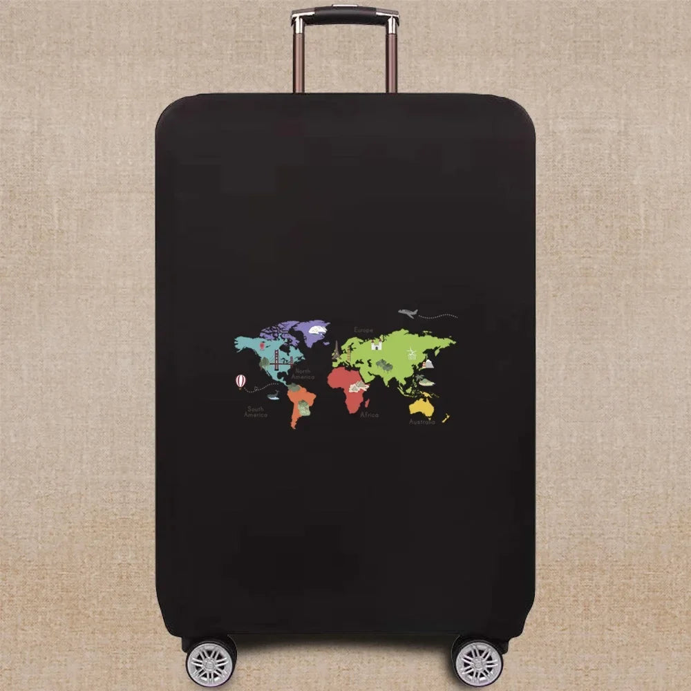 Travel Elastic Protective Cover Luggage Case Travel Global Pattern Series Luggage Cover 18-32inch Travel Accessories