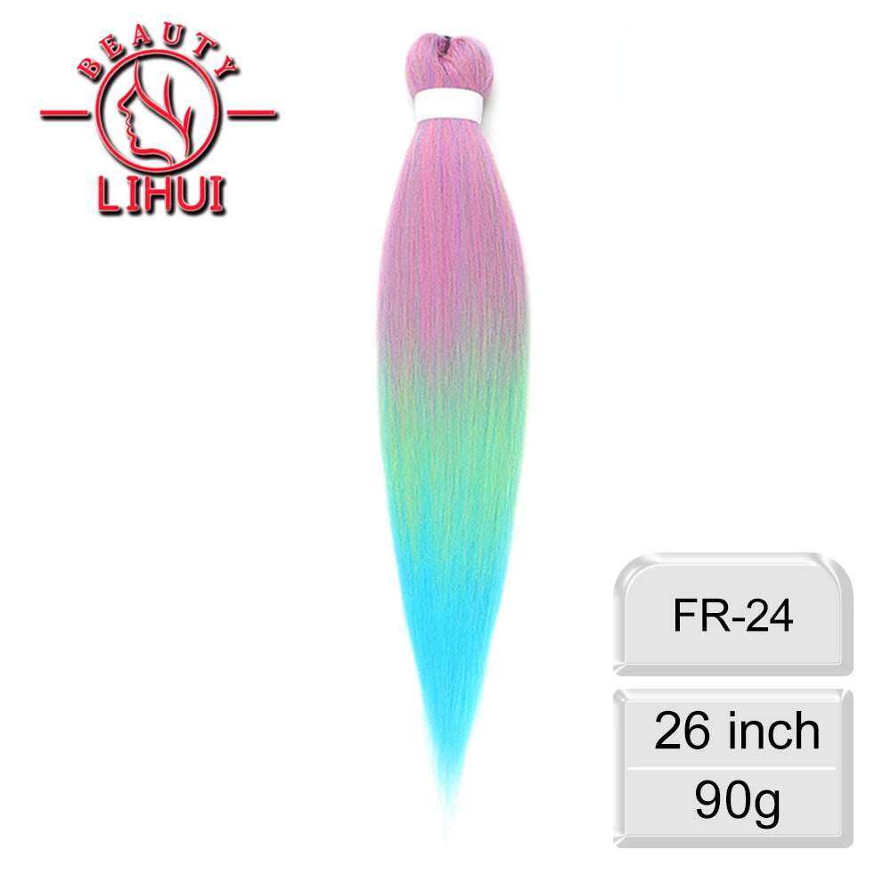 LIHUI Pre-Stretched Jumbo Braids — 26" 90 g Synthetic (Red/Pink, Frosted Colors)