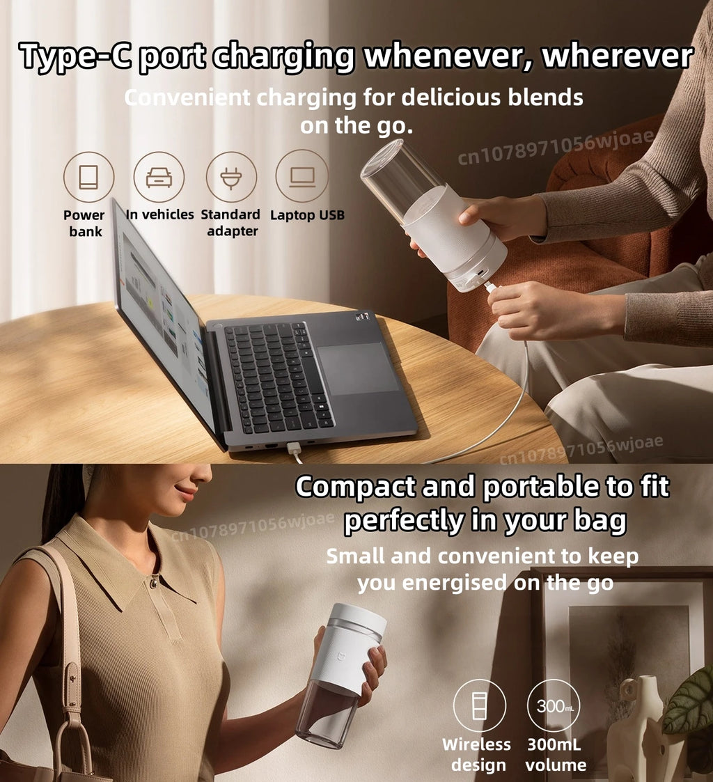 Xiaomi Mijia Portable Juicer 2 – 300 mL, Type-C, 40-sec Quick Blend