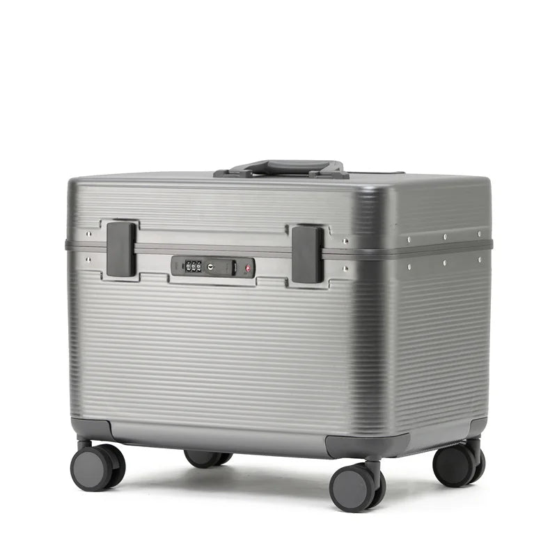 Aluminum Alloy Frame Suitcase, Top-Opening ABS Portable Trolley Case, Universal Wheels, Customs Code Lock Boarding Case
