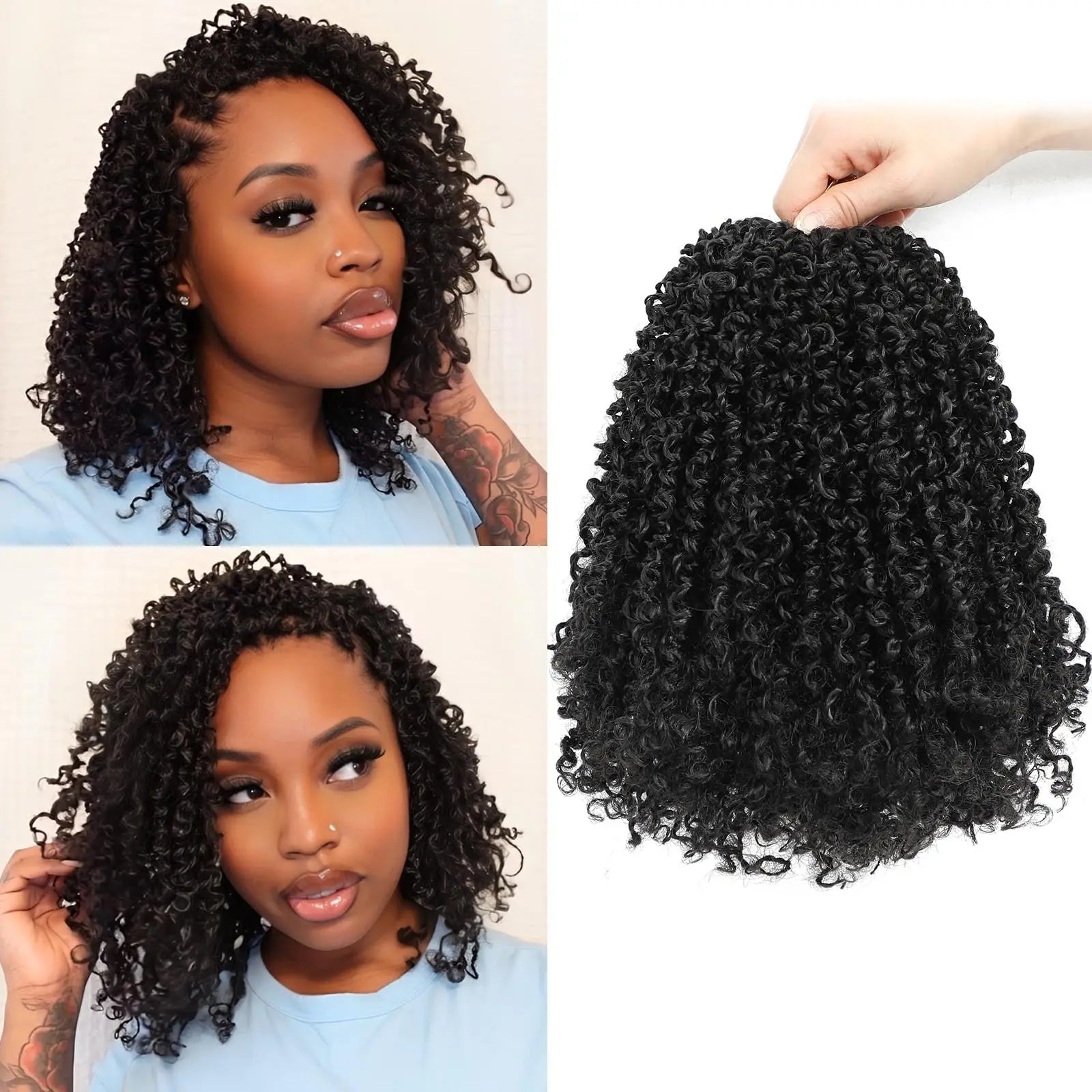 8" Yanky Twist Crochet Hair Ombre Brown Spring Twist Hair Senegalese Twist Crochet Hair with Curly Ends Synthetic Crochet Braids