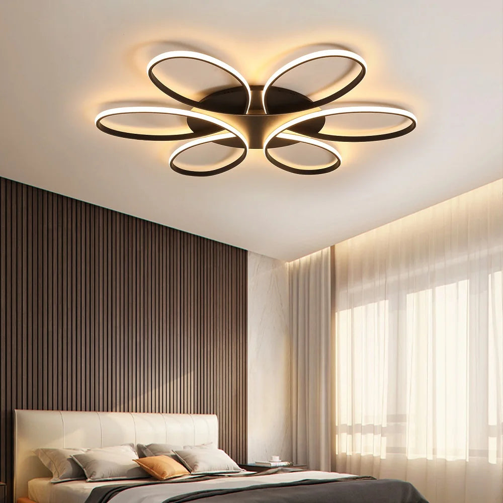 LIMIT LIGHT 6-Ring Modern LED Ceiling Lamp | Dimmable Flower Design
