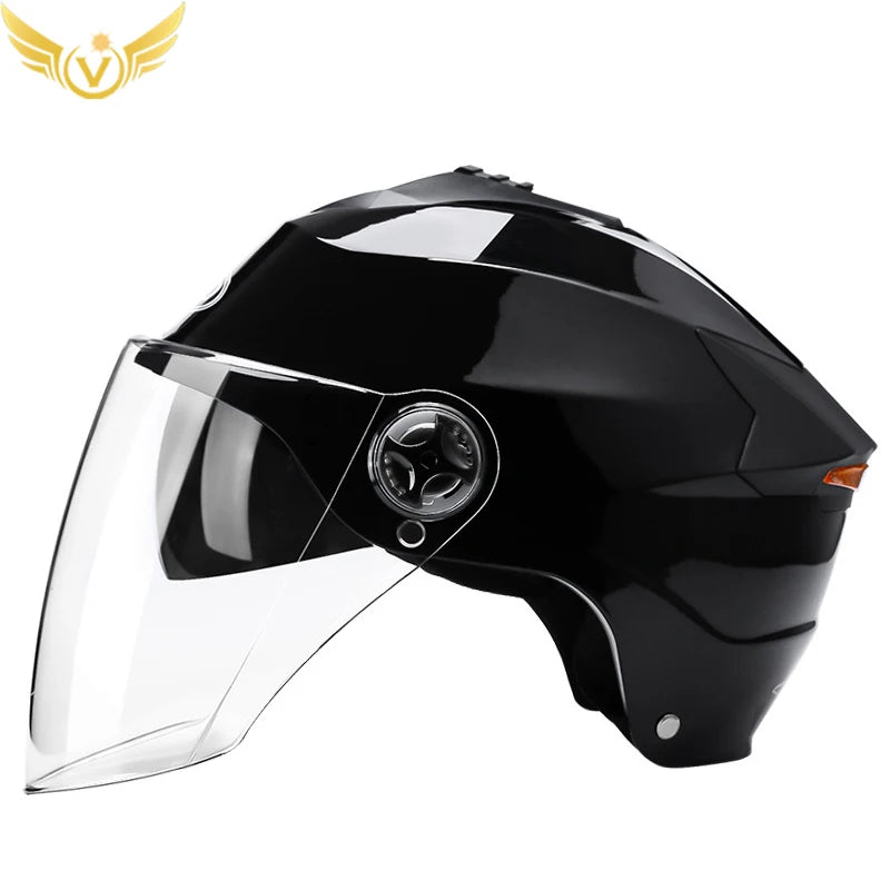 Motorcycle Helmet with LED Lights | Adjustable Electric Scooter & Moped Half Helmet for Men and Women