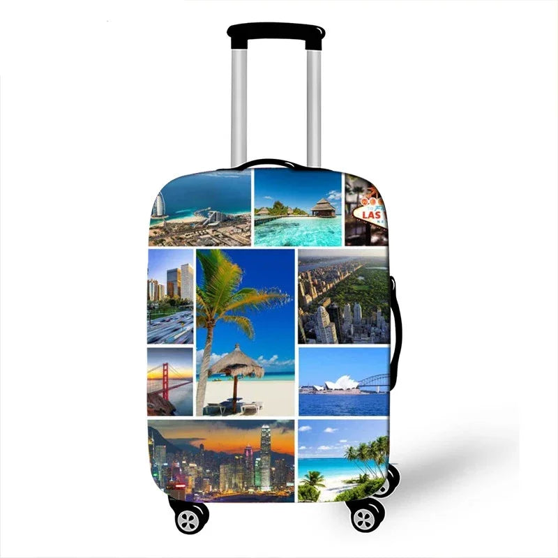 Airplane Go Travel Suitcase Covers Plane Aircraft Map Travel Elastic Trolley Case Protective Cover Anti-dust Luggage Covers Gift