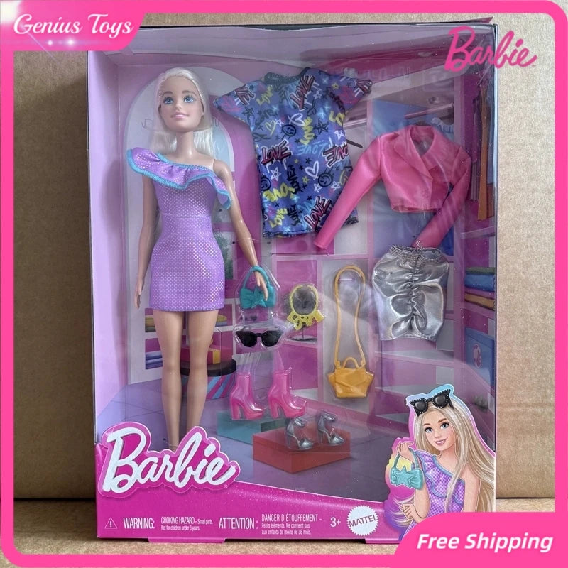 Barbie Glamorous Sparkling Wardrobe Gift Set | Fashion Doll with Outfits & Jewelry Accessories