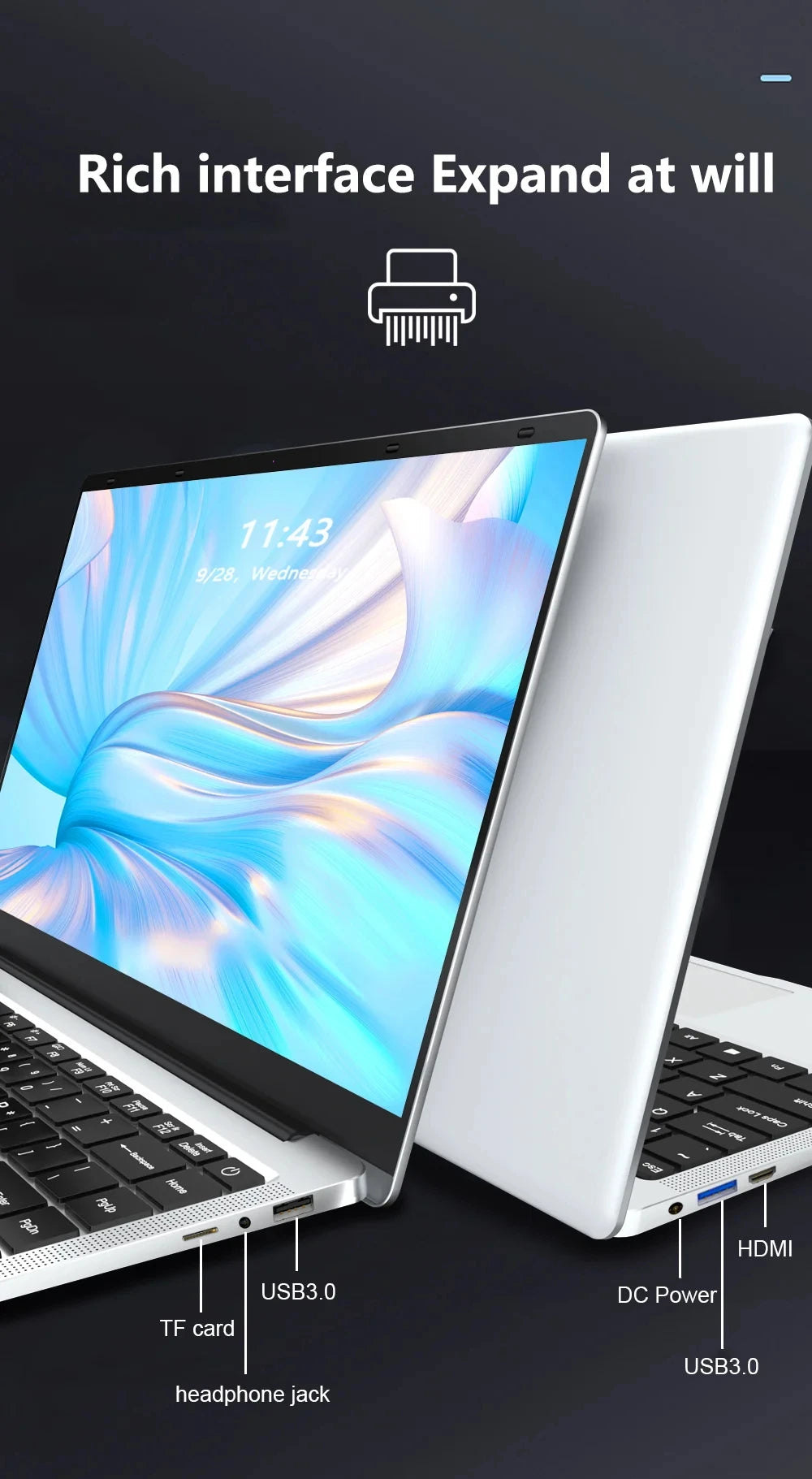 Xia Man 14.1″ Laptop — Intel Atom E3950, 12GB DDR4 RAM, 1TB SSD, Full HD 1080P IPS Display, Windows 11 Pro, Lightweight Office Notebook