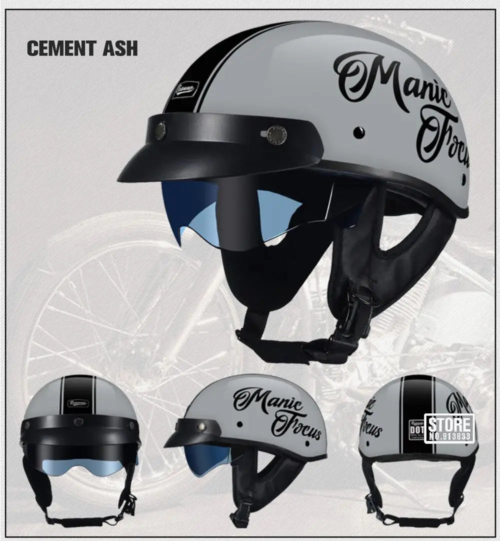 HEROBIKER Retro Half Motorcycle Helmet (DOT, HD Visor)