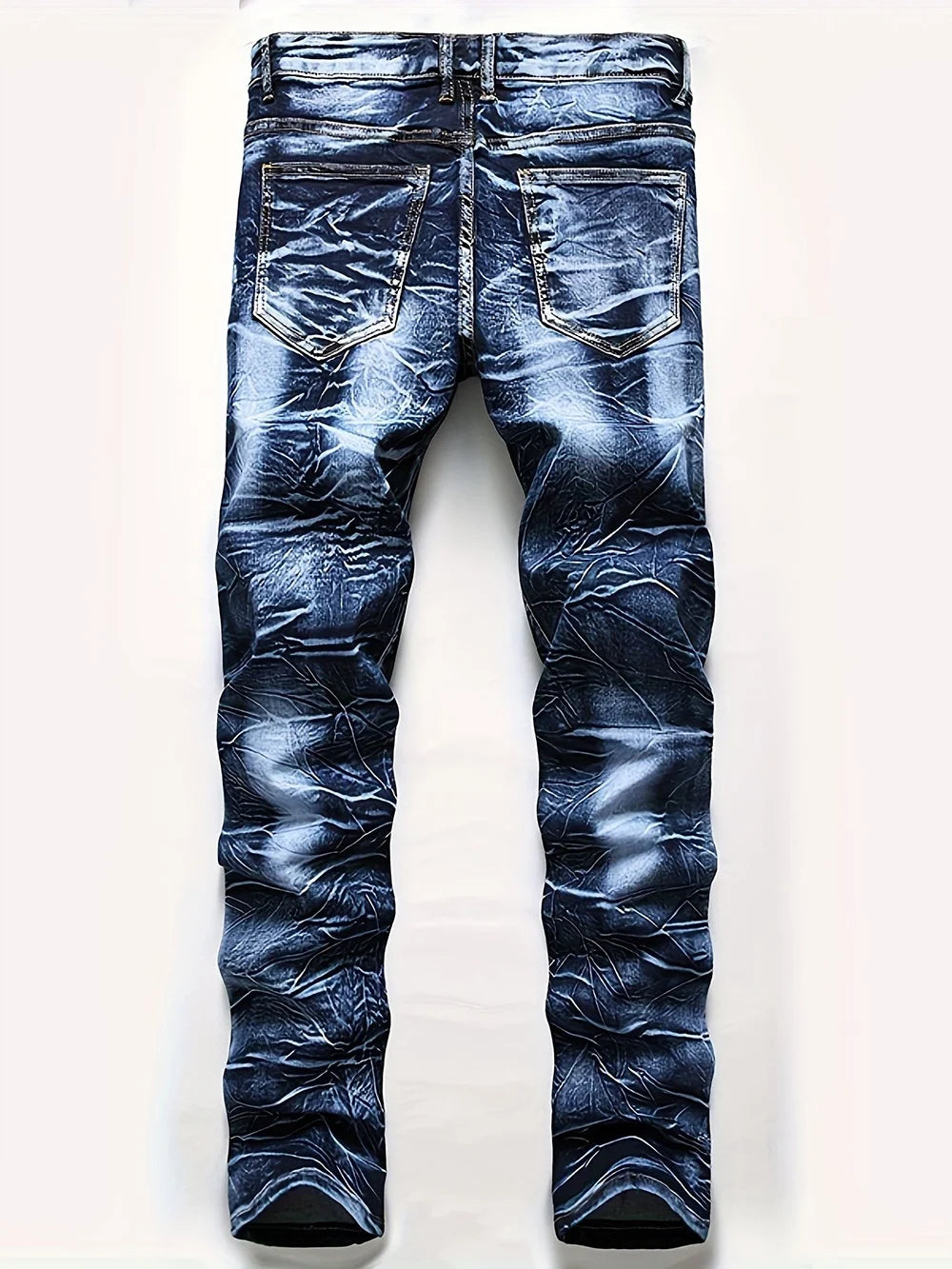 Men Hole Ripped Stretch Denim Jeans Streetwear Slim Tapered Pants Tie Dyed Trousers Men Green Jeans