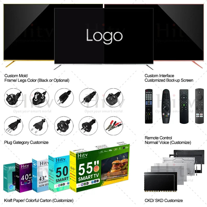 Bordeless 4K LED TV 40 Inch Full Screen Display Panel  Android WebOS Smart TV