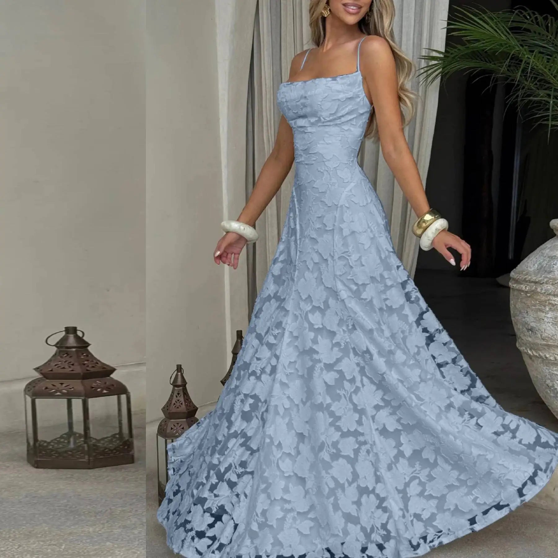 Giyu Sexy Evening Party Dresses Women 2025 Summer Beach Backless Bandage Maxi Long Dress Big Swing Jacquard Holiday Wedding Robe