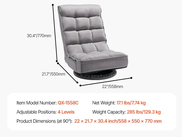 SucceBuy Floor Chair Recycled Foam Folding Sofa Chair Multifunctional Floor Chair with Back Support Ideal for Sleeping Reading