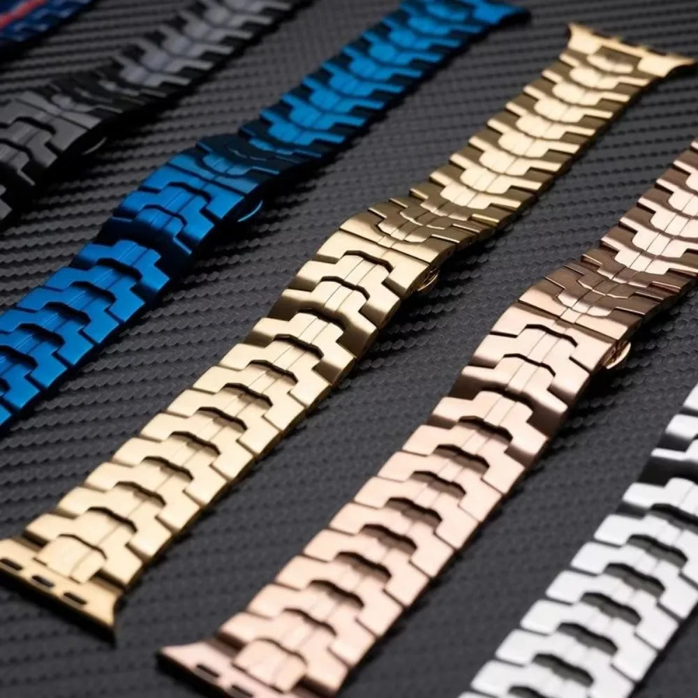 Jaytop Stainless Steel Watch Band + Case for Apple Watch (Ultra / Series 10–4 & SE) — Butterfly Buckle