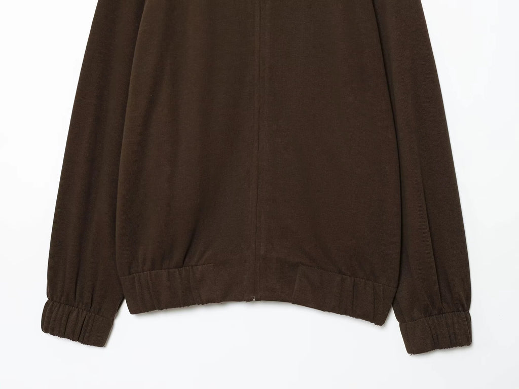 Women’s 2-Piece Set – Stand Collar Zip Sweatshirt & Soft Straight-Leg Pants (Autumn 2025)