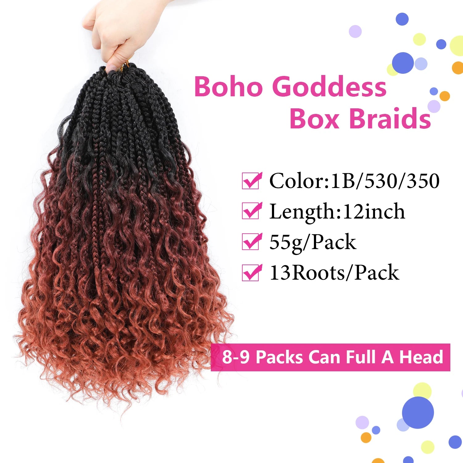 Goddess Box Braids Crochet Hair Bohomian Box Braids synthetic Crochet Hair for Black Women, Pre-Looped Crochet Braids