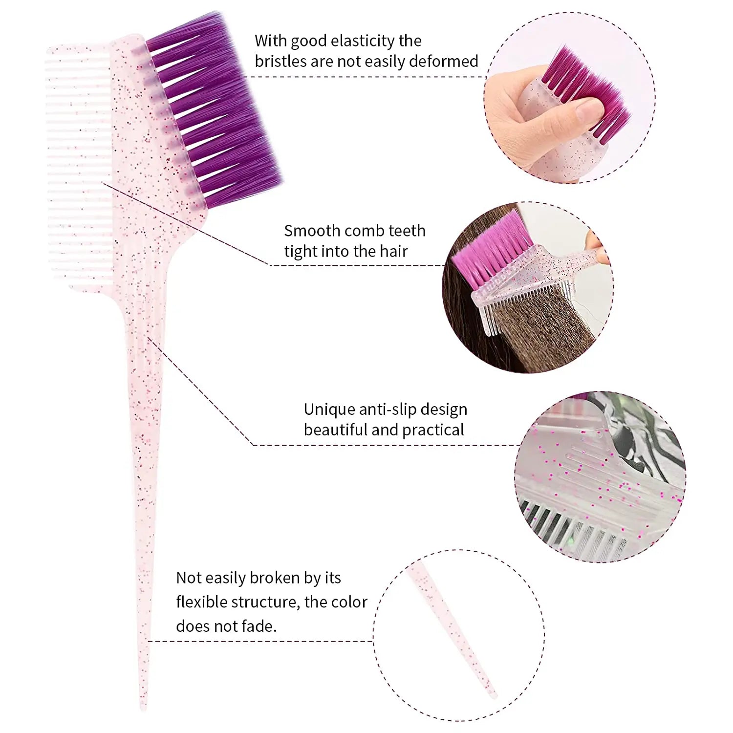 Professional Dye Hair Brush Salon Mini Non-slip Color Cream Brush Hair Coloring Brush Hair Dye Applicator Dust Brush