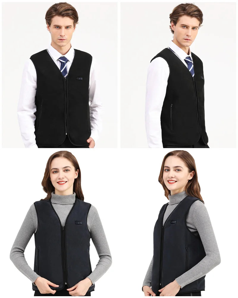 Smart Fleece Heated Vest Men USB Electric Self Heating Vest Women Rechargeable Heated Jacket Thermal Hunting Heated Clothes