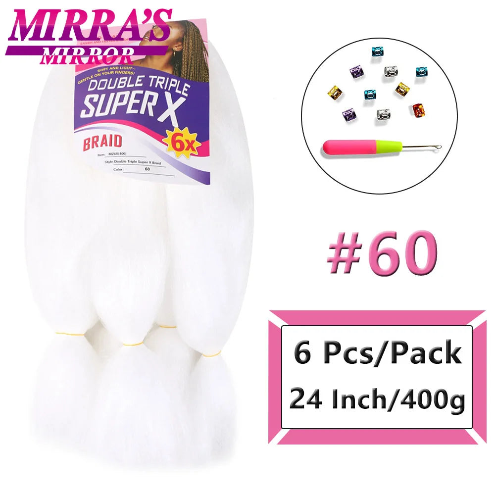 Jumbo Box Braids 400 Gramas Large YAKI Texture 6X Synthetic Braiding Hair  Pre-stretched African Braid Extensions Mirra's Mirror