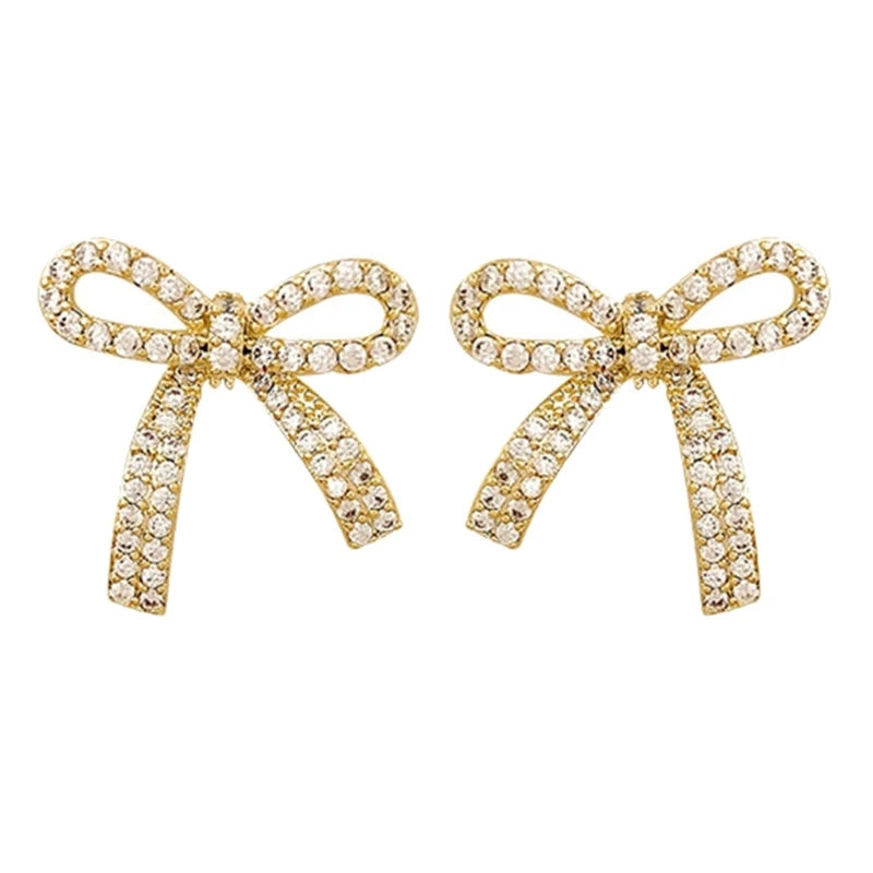 Light Luxury Bowknot Drop Earrings | Elegant Long Bow Studs for Women