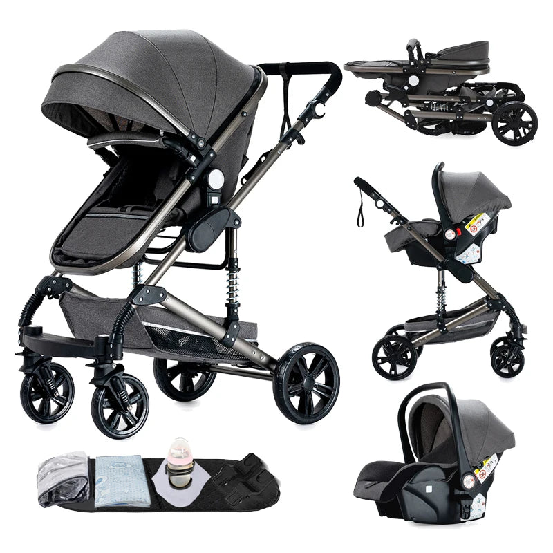 Baby Stroller 3-in-1 Travel System Carriages for Newborns Pushichair Car Seat Stroller High Landscape Lightweight Baby Prams