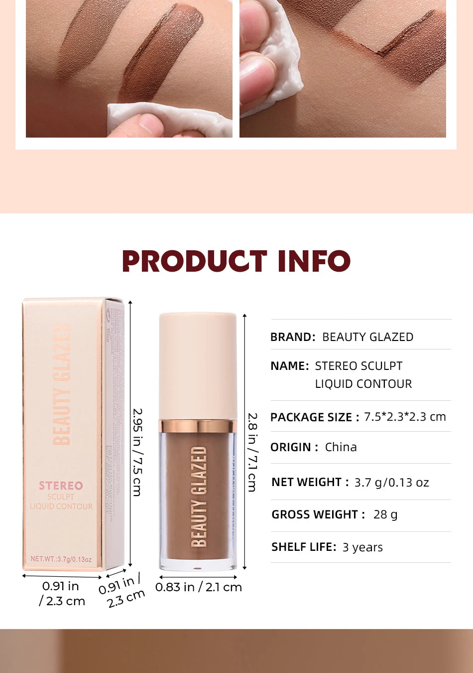 2025 Beauty Glazed 2 Color Liquid Contouring To Enhance The Facial Contour,Waterproof ,Matte,V-face Shaping Contour  Face Makeup