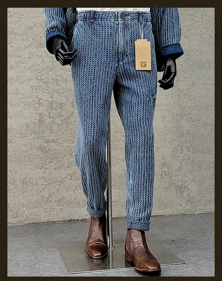 Men's Tapered Pants Retro Japanese Style Small Footed Trousers Cargo Pants Streetwear Men Clothing Vintage Mens Workwear Jeans