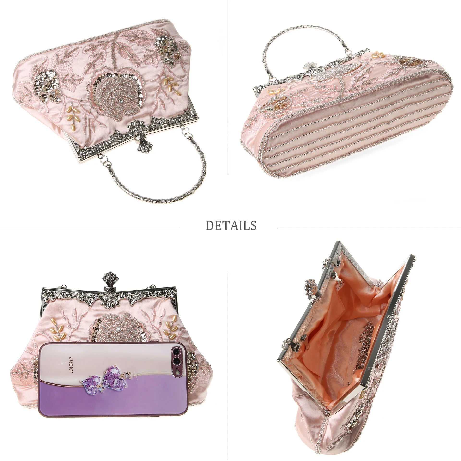 Bead Embroidery Women Evening Bag Diamonds Shell Lady Small Day Clutches Party Dinner Bag Wedding Bridal Pearl Handbags Purse