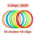 Outdoor Kids Funny Physical Training Sport Toys Lattice Jump Ring Set Game with 10 Hoops 10 Connectors for Park Play Boys Girls