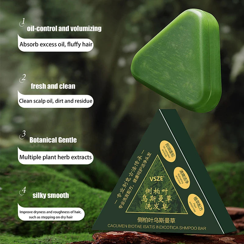 Natural Herbal Shampoo Soap Usman Grass & Platycladus Handmade Soap Hair Nourishing Oil Control Refreshing Fluffy And Soothing