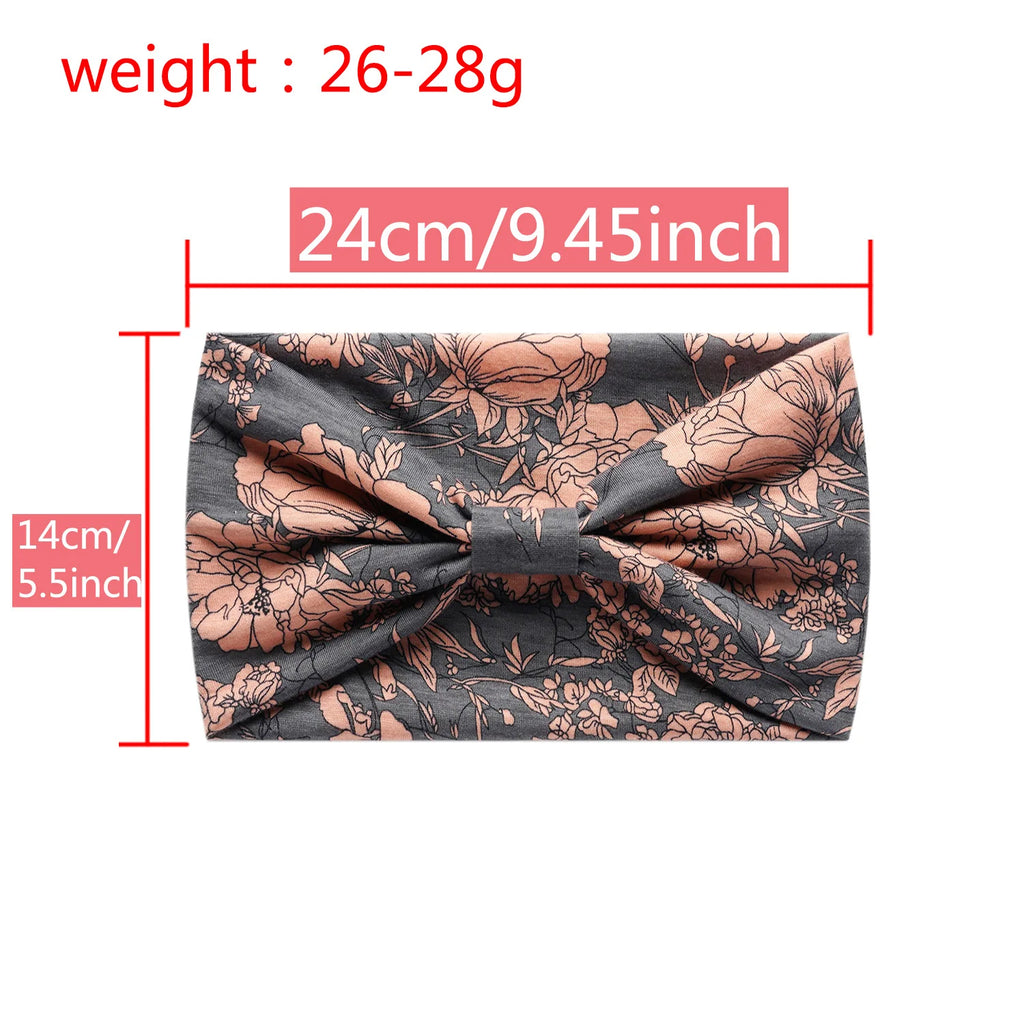 Boho Wide Knot Floral Cotton Headband | Stretch Turban Hair Scarf for Women