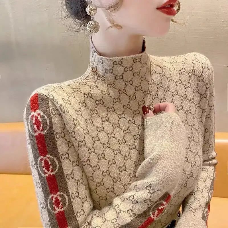 Women’s Mock Neck Ribbed Sweater — Slim Long Sleeve Knit Pullover (Fall/Winter)