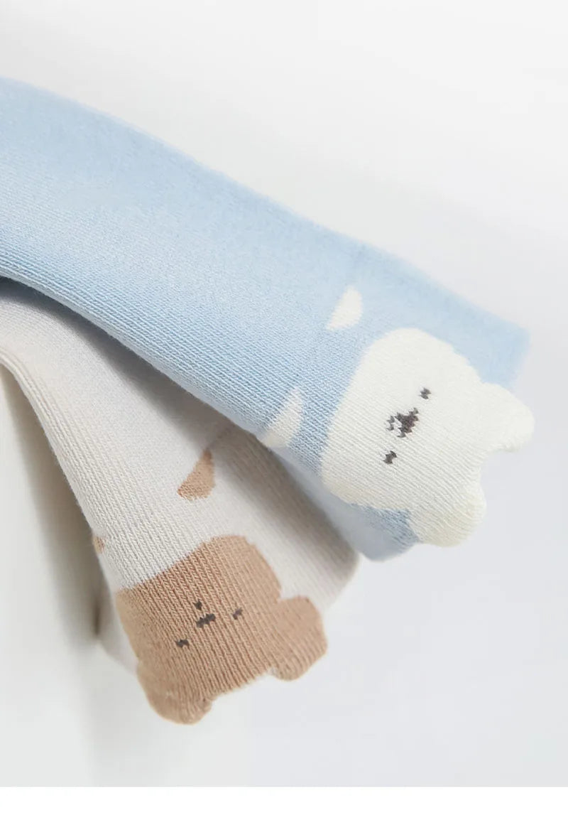 3 Pairs a Lot MILANCEL Spring Baby Stockings 0-3T Cartoon Animal Girls Over-the-Knee Socks Color Blocking Toddler Boys Socks