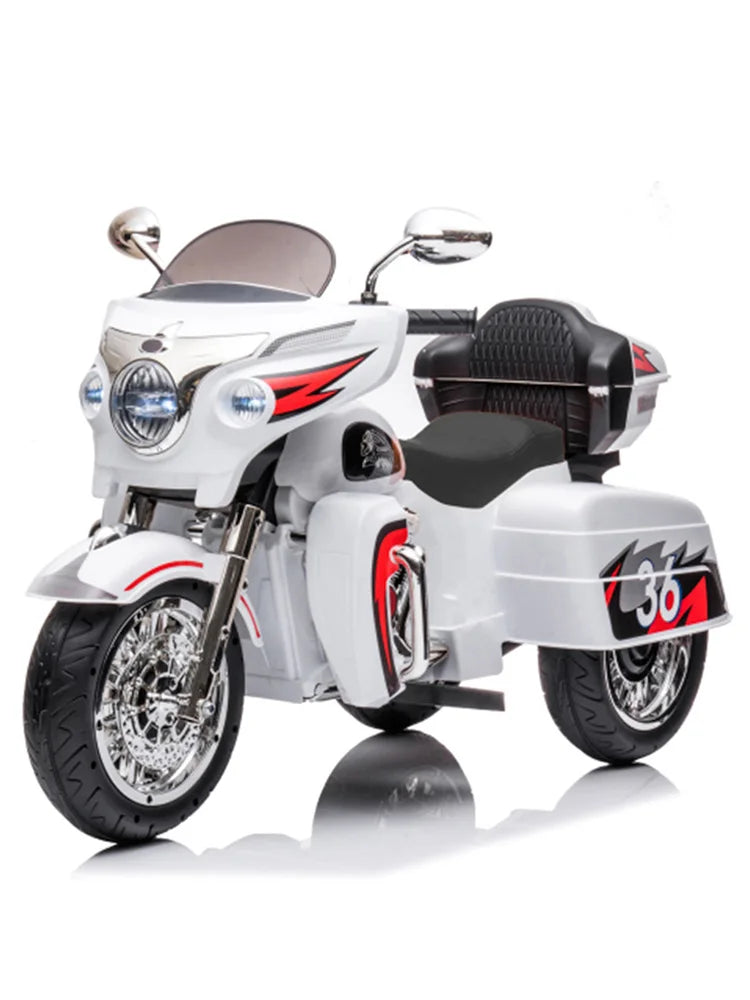 12V Dual-Seat Kids Electric Ride-On Motorcycle | 3-Wheel Motorbike with Key Start, Headlights & Storage Box