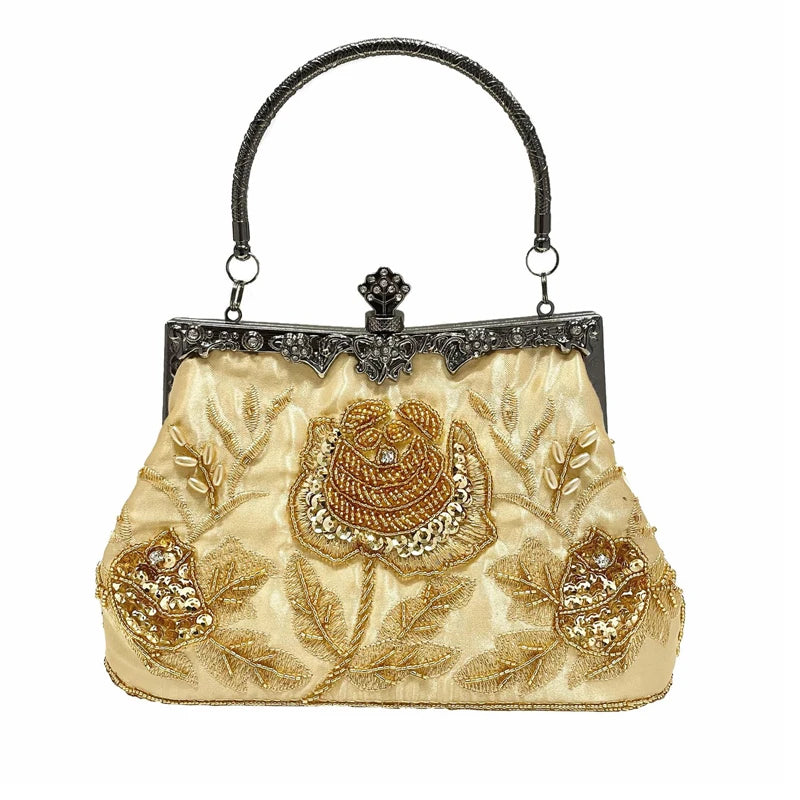 SHELKSBAG 1920s Gatsby Women Vintage Clutch Bags Luxury Beaded Wedding Evening Party Handbags Elegant Small Shoulder Chain Bag