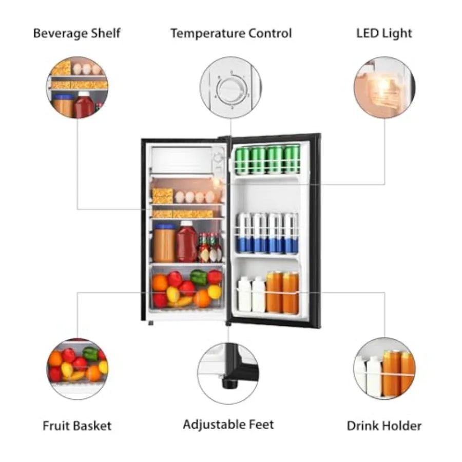 3.1 Cu.Ft Mini Fridge with Freezer Single Door Compact Refrigerator for Apartment Dorm Office Bedroom Temperature Adjustable 5