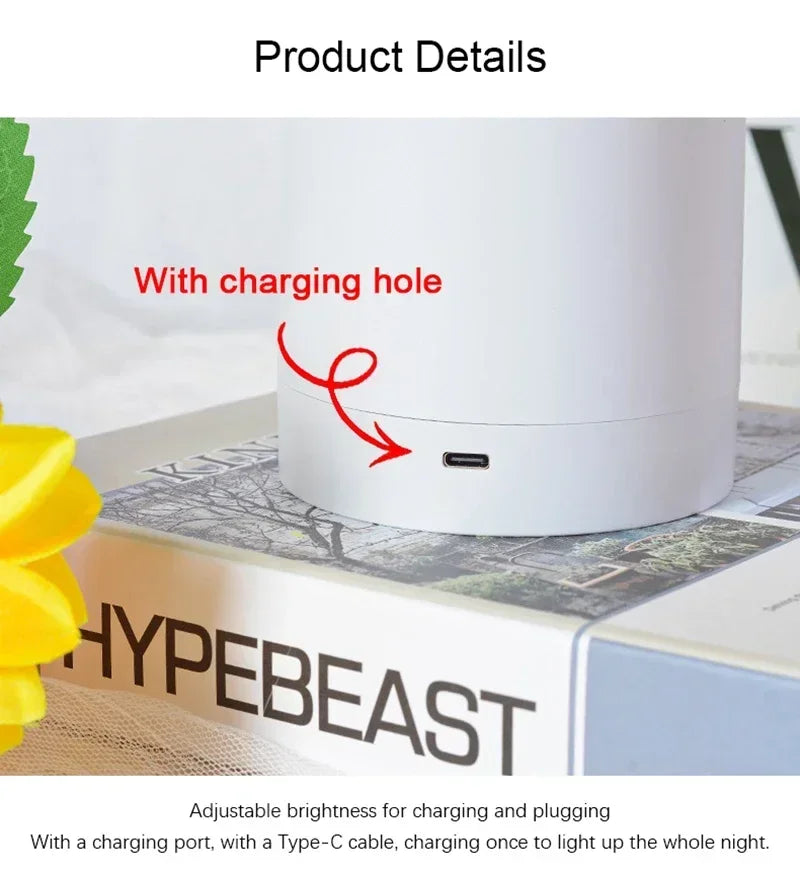 Sunflower LED Night Light — USB Rechargeable Warm Light Decorative Lamp for Bedroom & Holiday Décor