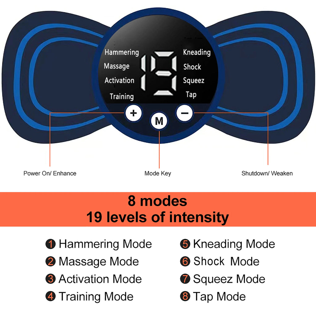 INSMART Mini EMS Neck Massager Patch (8 Modes, 19 Levels)