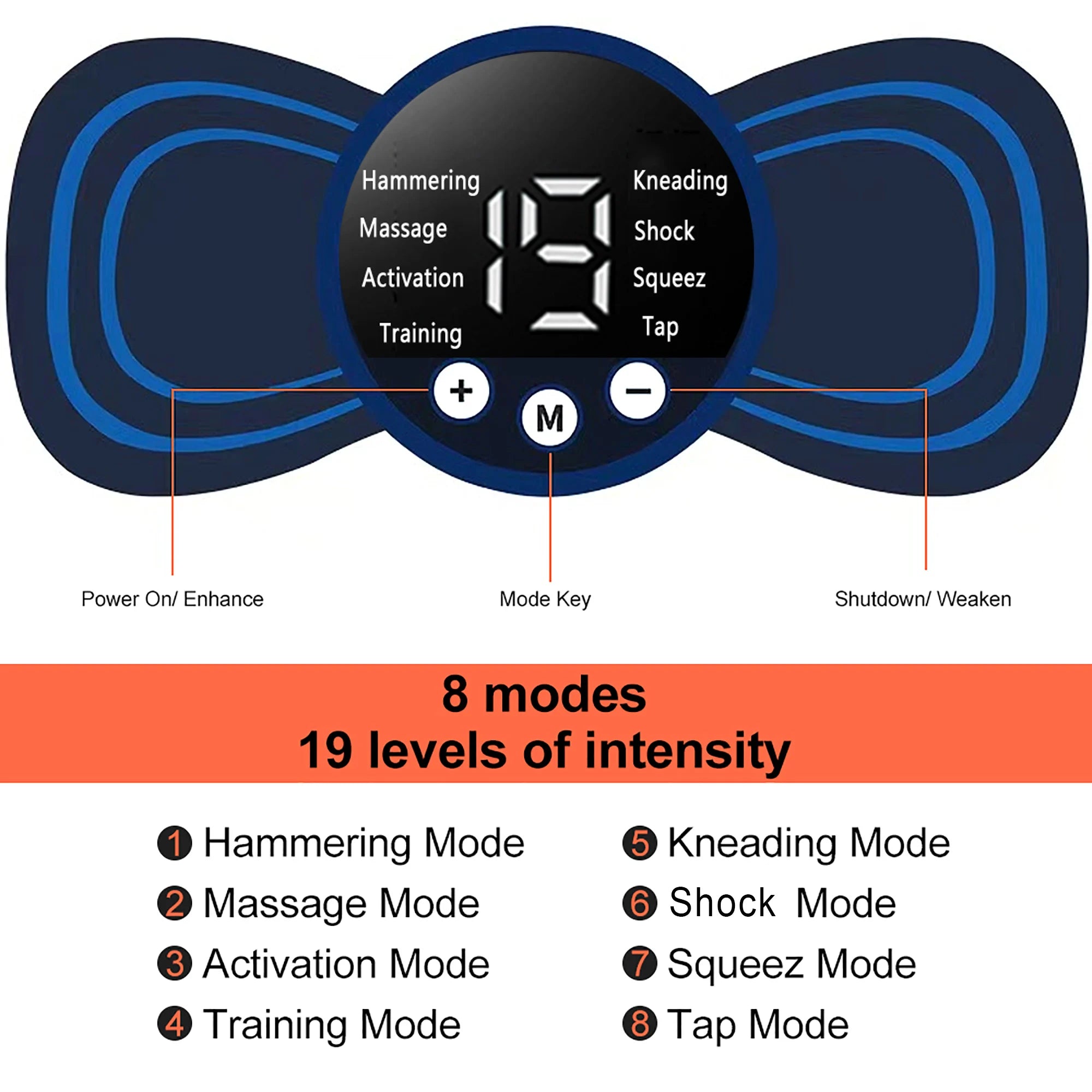 INSMART Mini EMS Neck Massager Patch (8 Modes, 19 Levels)
